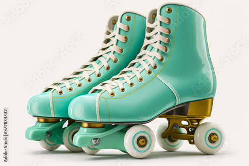 A pair of roller skates isolated on white background - Generative AI