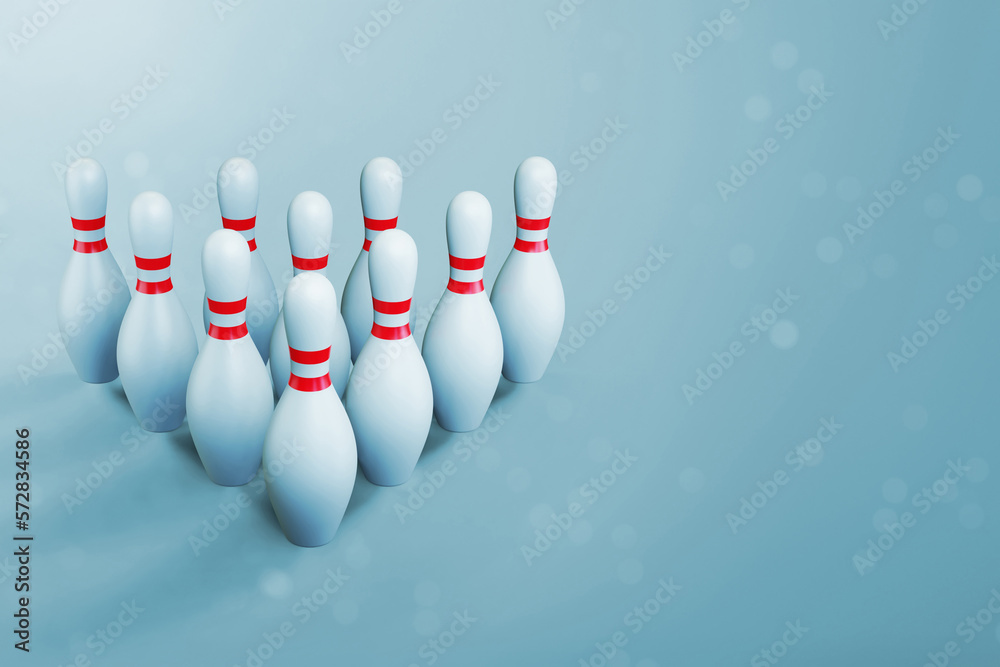 Bowling pins on 3d illustration Bowling pins on 3d illustration