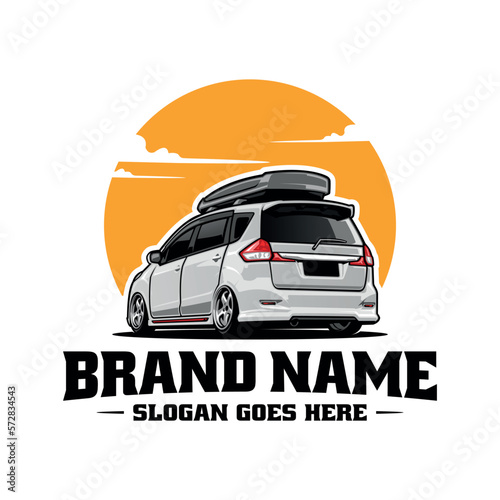 car with roof box container illustration logo vector