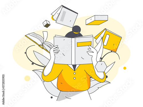Education learning people flat vector concept hand drawn illustration

