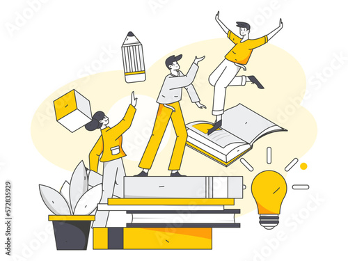 Education learning people flat vector concept hand drawn illustration

