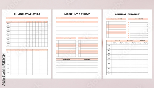Minimalist planner pages templates. Printable Life & Business Planner Set. Life and business planner. Printable Page Online Statistics, Monthly Review, Annual Finance.