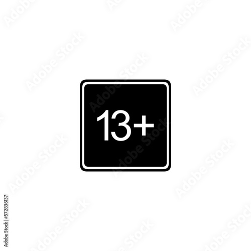 Sign of Adult Only Icon Symbol for Thirteen Plus or 13 Plus Age. Vector Illustration © Berkah Visual