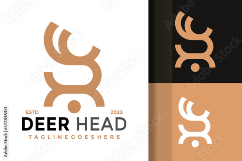 Letter R Deer Head Logo Logos Design Element Stock Vector Illustration Template