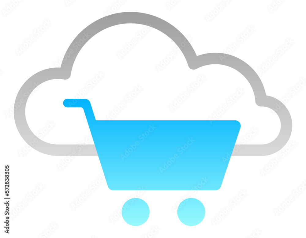 Shopping in cloud service. Computer cloud service icon. Shopping in cloud service. Computer cloud service icon.