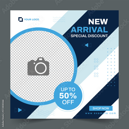 New arrival sale social media post template and web banner. For product advertising, promotion, digital layout. Vector illustration