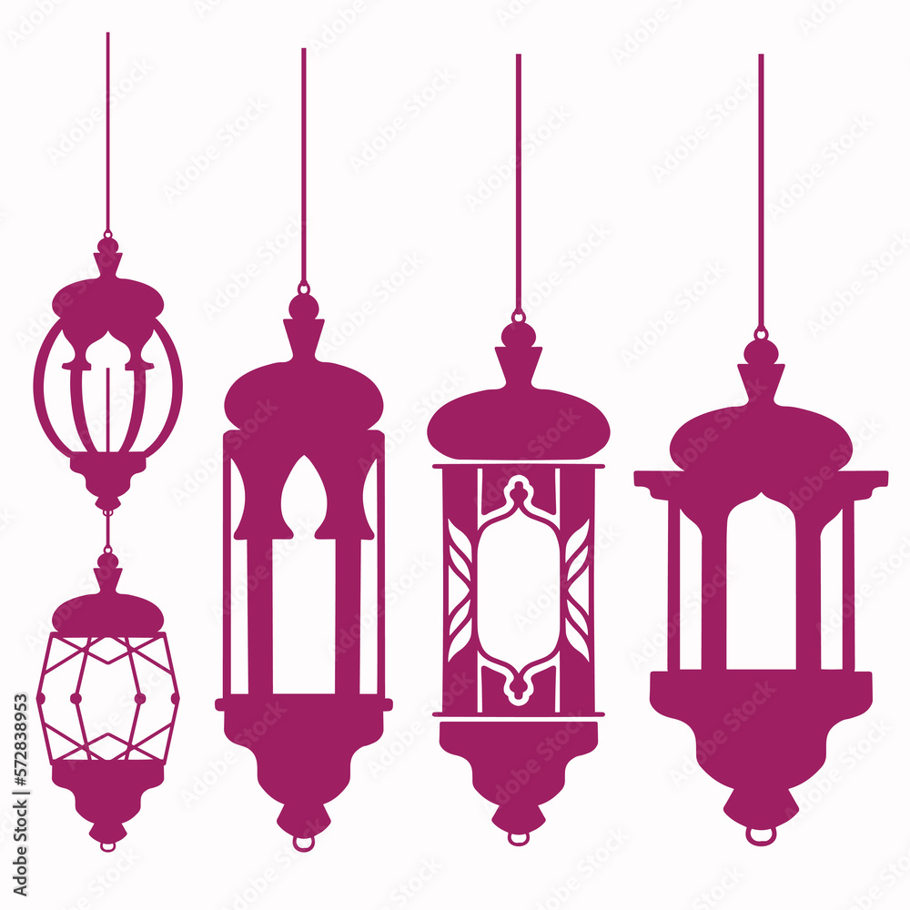 set of silhouettes islamic lamps set of silhouettes islamic lamps
