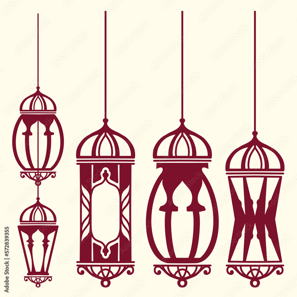 set of silhouettes islamic lamps set of silhouettes islamic lamps