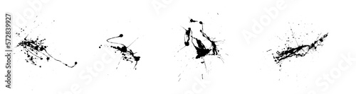Slika na platnu ４種類の墨汁の飛び散り素材　透過PNG