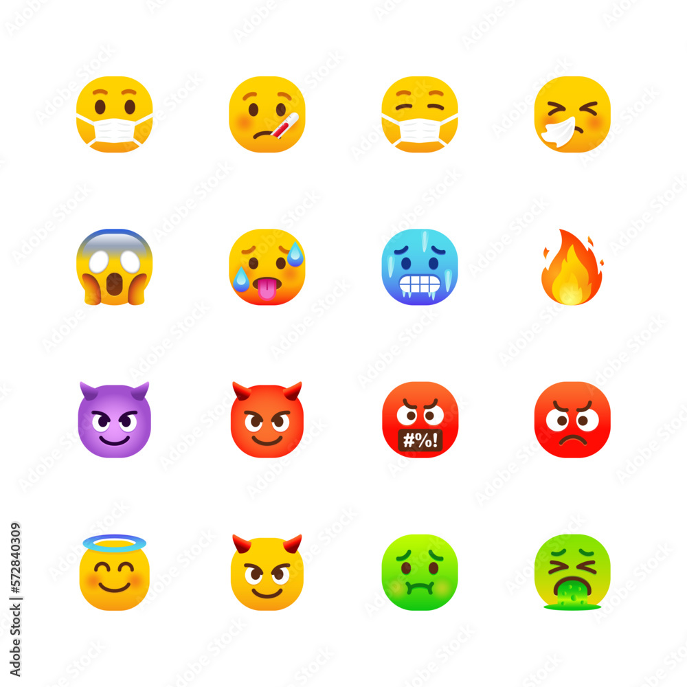 Rounded Emoji Icons Set Rounded Emoji Icons Set