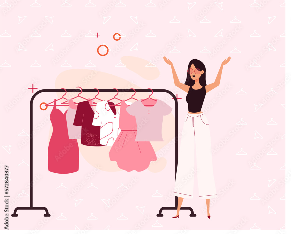 vector illustration of a woman shopping in a boutique