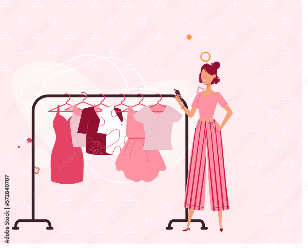 vector illustration of a woman shopping in a boutique vector illustration of a woman shopping in a boutique