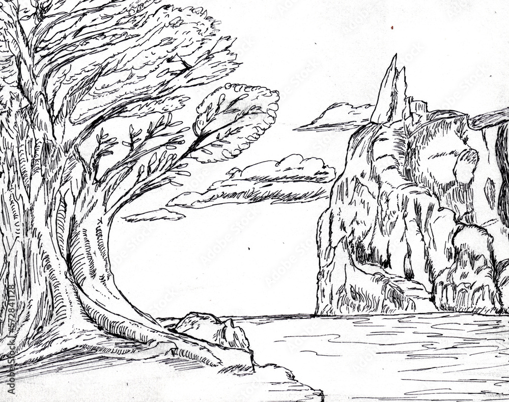 Naklejka premium River Side Sketch