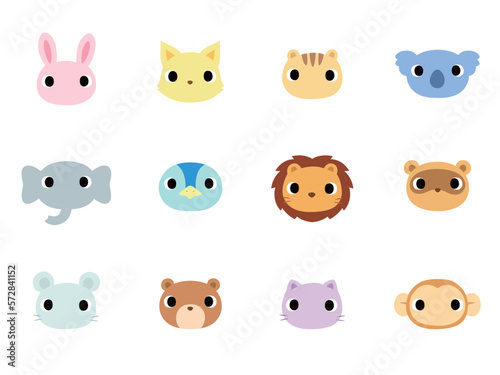 可愛い動物の顔　アイコンセット