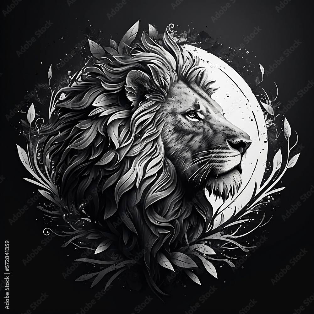 Black and White Lion Logo