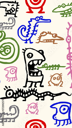 hand drawn funny monsters