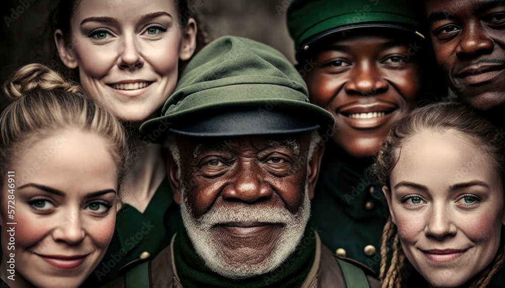 Beautiful Saint Patrick's Day Parade Celebrating Diversity Equity and Inclusion: Multiracial Men and Women in Festive Green Attire Celebration of Irish Culture and Happiness (generative AI)