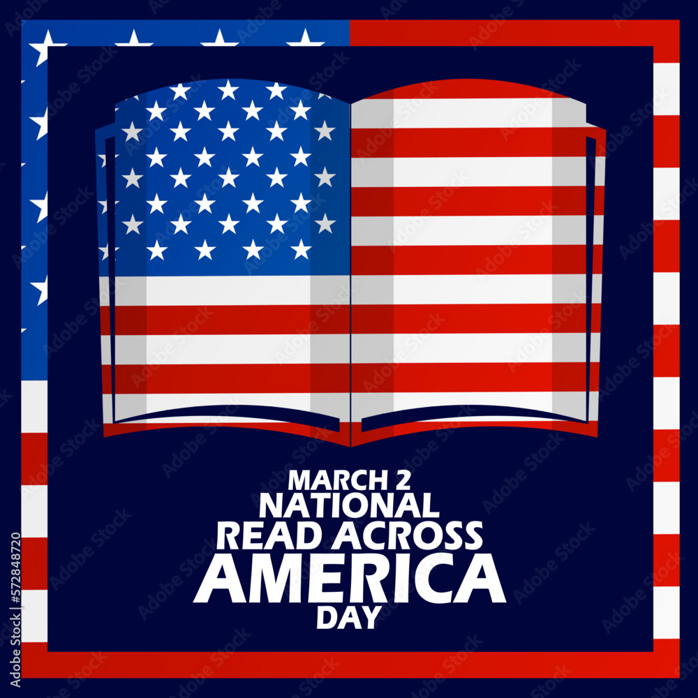 Icon of a book with the American flag and bold text in a frame on a ...