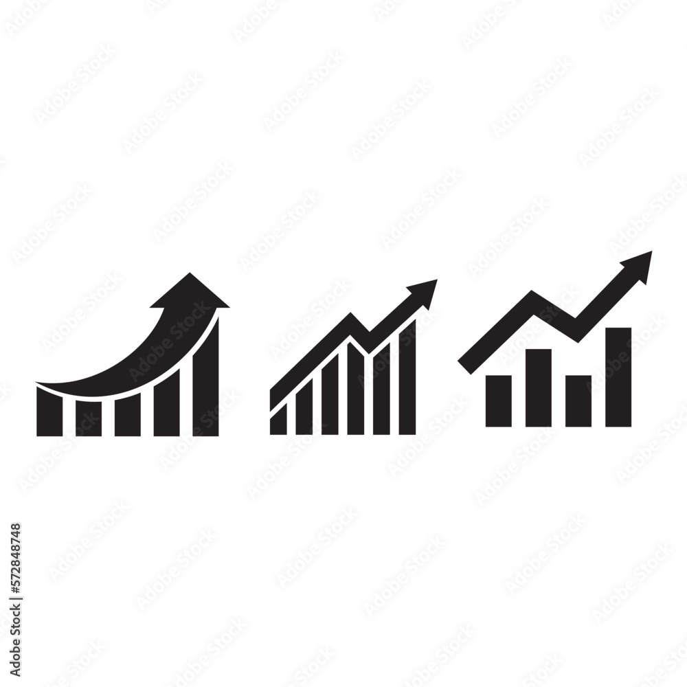Growing graph set. Business chart with arrow. Growths chart collectio Growing graph set. Business chart with arrow. Growths chart collectio