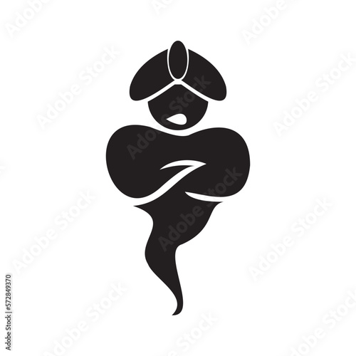 Genie and magic lamp logo illustration vector design