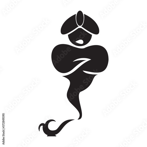 Genie and magic lamp logo illustration vector design