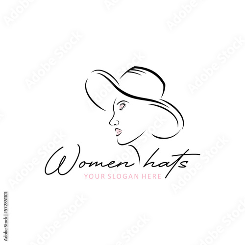 Woman with hats design logo - vector illustration, Woman with hats emblem design. Suitable for your design need, logo, illustration, animation, etc.