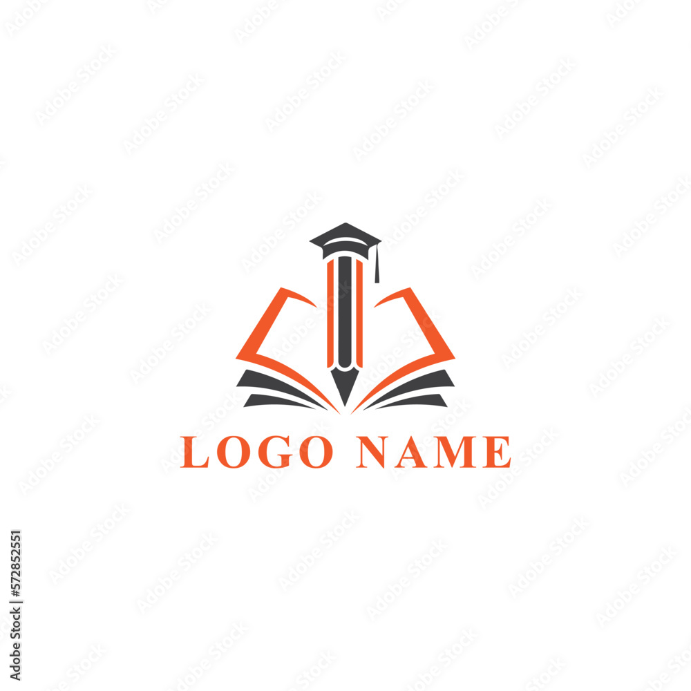 Vector abstract book and pencil logo design concept Vector abstract book and pencil logo design concept