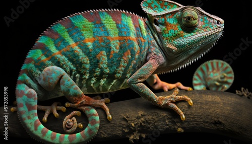 Beautiful works of creation, amazing animals that dazzle the eyes, isolated background chameleon photo