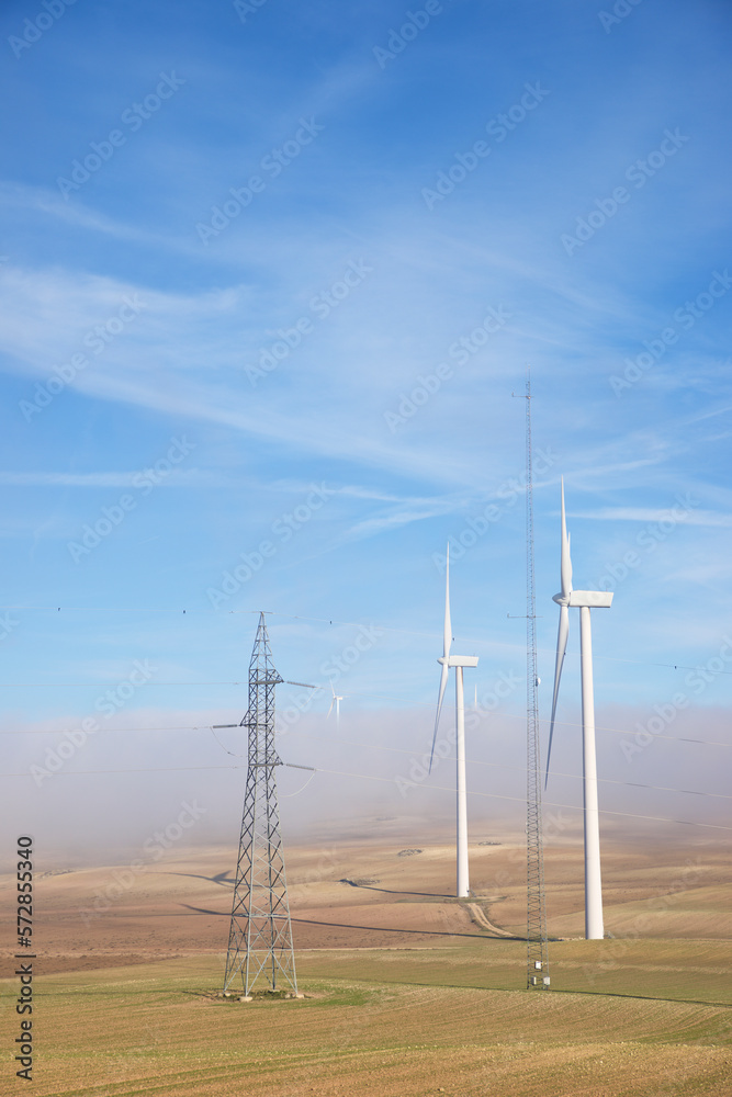 Wind turbines for sustainable electric energy production in Spain.