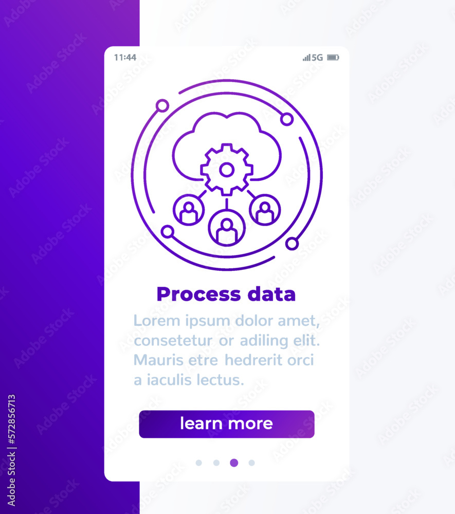 process user data in cloud mobile banner with line icon process user data in cloud mobile banner with line icon