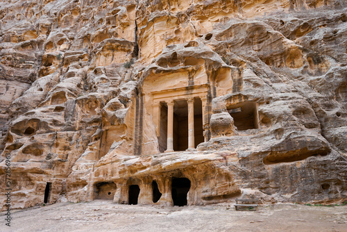 Little Petra ancient city with temples carved in rock, similar to famous Petra, Jordan