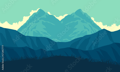 Gradient mountain landscape, Mountain beautiful background. nature background with mountain view. flat design mountain landscape