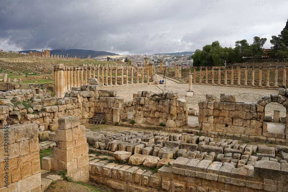 Jerash Roman City, most well preserved Roman ruins close to Amman, Jordan