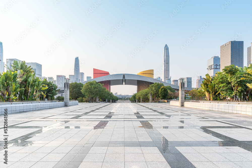 Scenery of Lianhuashan Park Square and Central Axis in Shenzhen, Guangdong, China	
