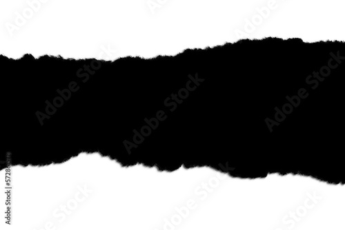 Black torn paper. Contrast. isolated.