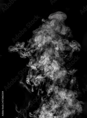 A jet of smoke on a black background