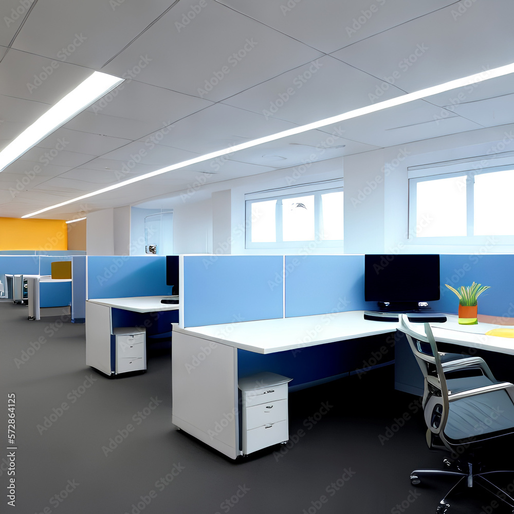 Working space office modern interior with desk using AI generate Working space office modern interior with desk using AI generate