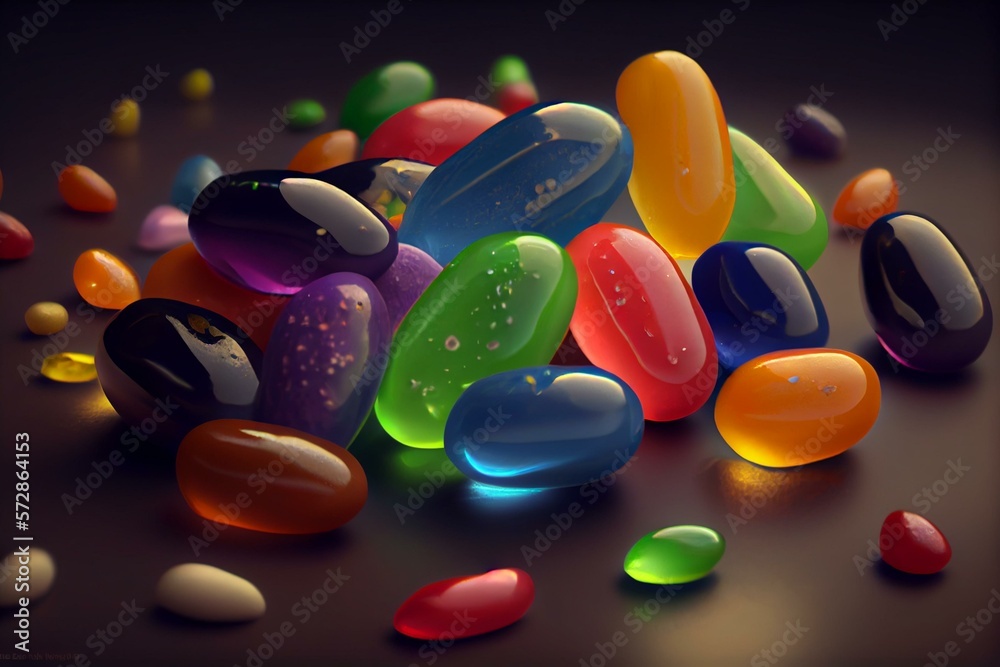 jelly beans, high definition, Photorealistic, Closeup, High Angle