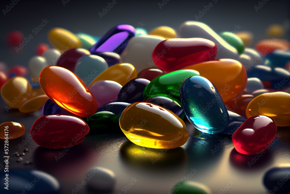 jelly beans, high definition, Photorealistic, Closeup, High Angle