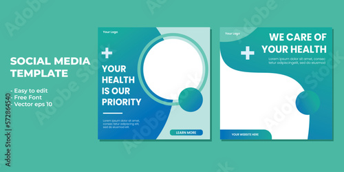 Medical healthcare service social media post template design. Hospital, doctor, clinic and dentist health business promotion flyer poster.	
