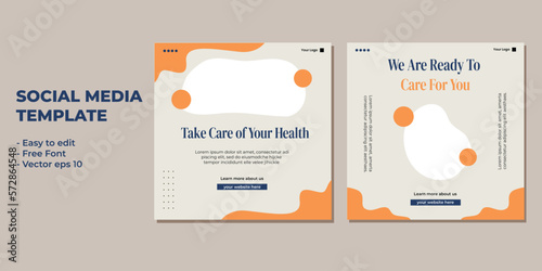 Medical healthcare service social media post template design. Hospital, doctor, clinic and dentist health business promotion flyer poster.	
