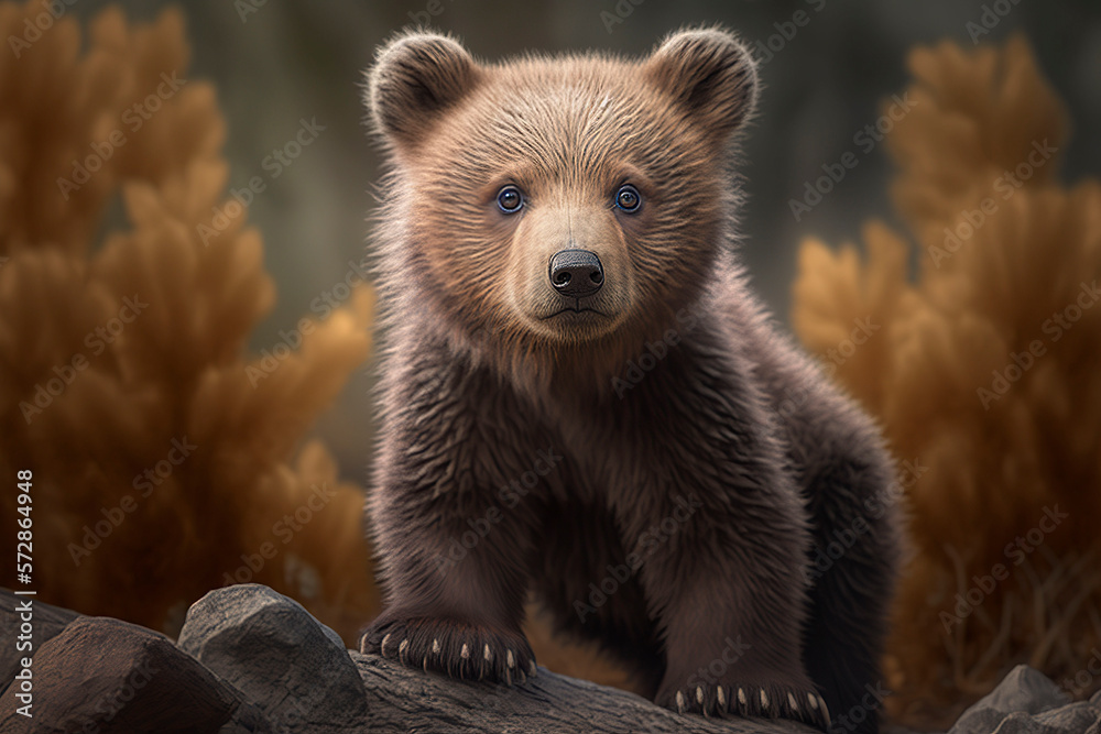 Obraz premium Cute baby bear. Generative AI.