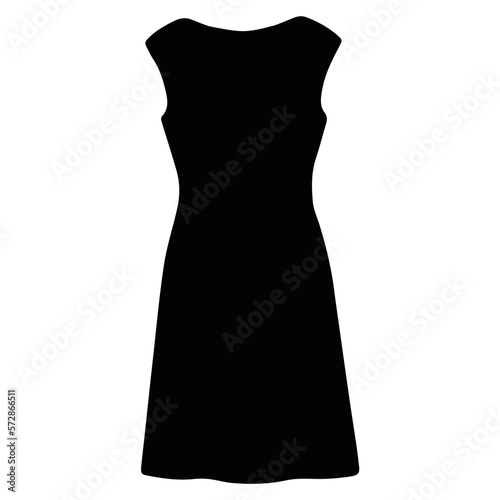 A simple black dress. The vector of the dress icon. White background