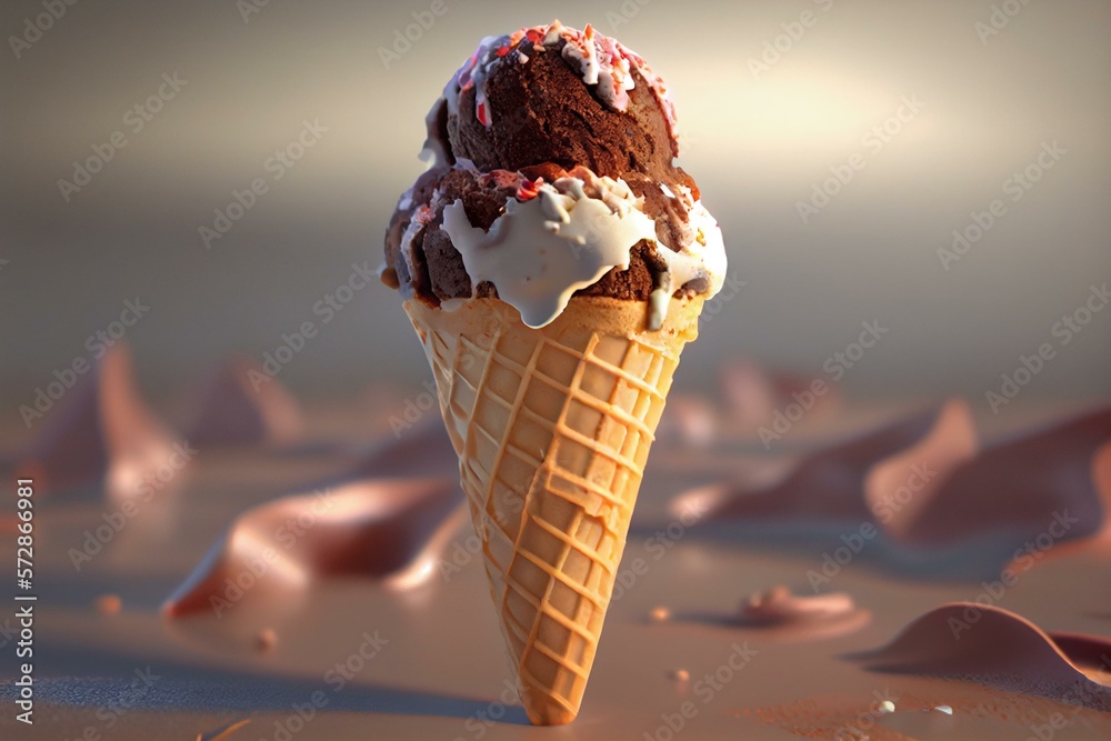 ice cream cone, high definition, Photorealistic, Closeup, High Angle