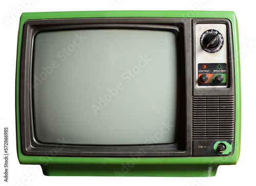 Old television isolated on white background. Classic vintage retro style old TV.