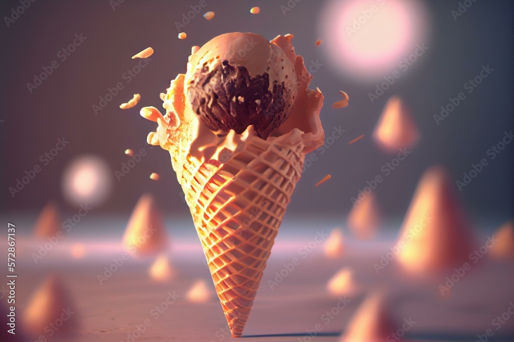 ice cream cone, high definition, Photorealistic, Closeup, High Angle