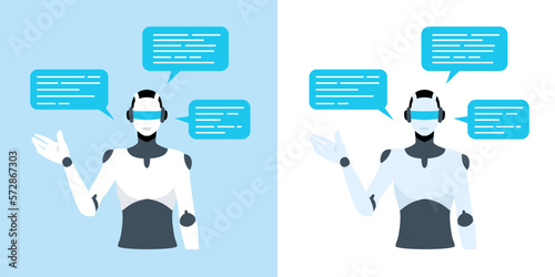 Fotografie, Tablou Vector illustration of a robot chatting, talking and guiding with artificial intelligence