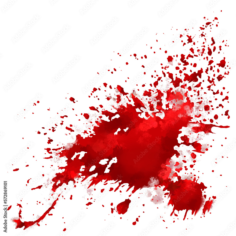 horror illustration abstract red paint splash, blood stain isolated on blank space.