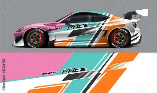 car livery design vector. Graphic abstract stripe racing background designs for wrap