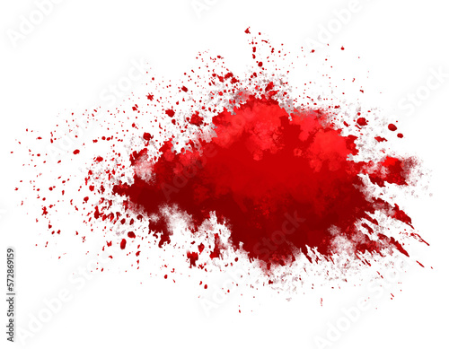 horror illustration abstract red paint splash, blood stain isolated on blank space.